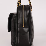 Chanel Turnlock Front Pocket Camera Bag Black Lambskin 24K GP