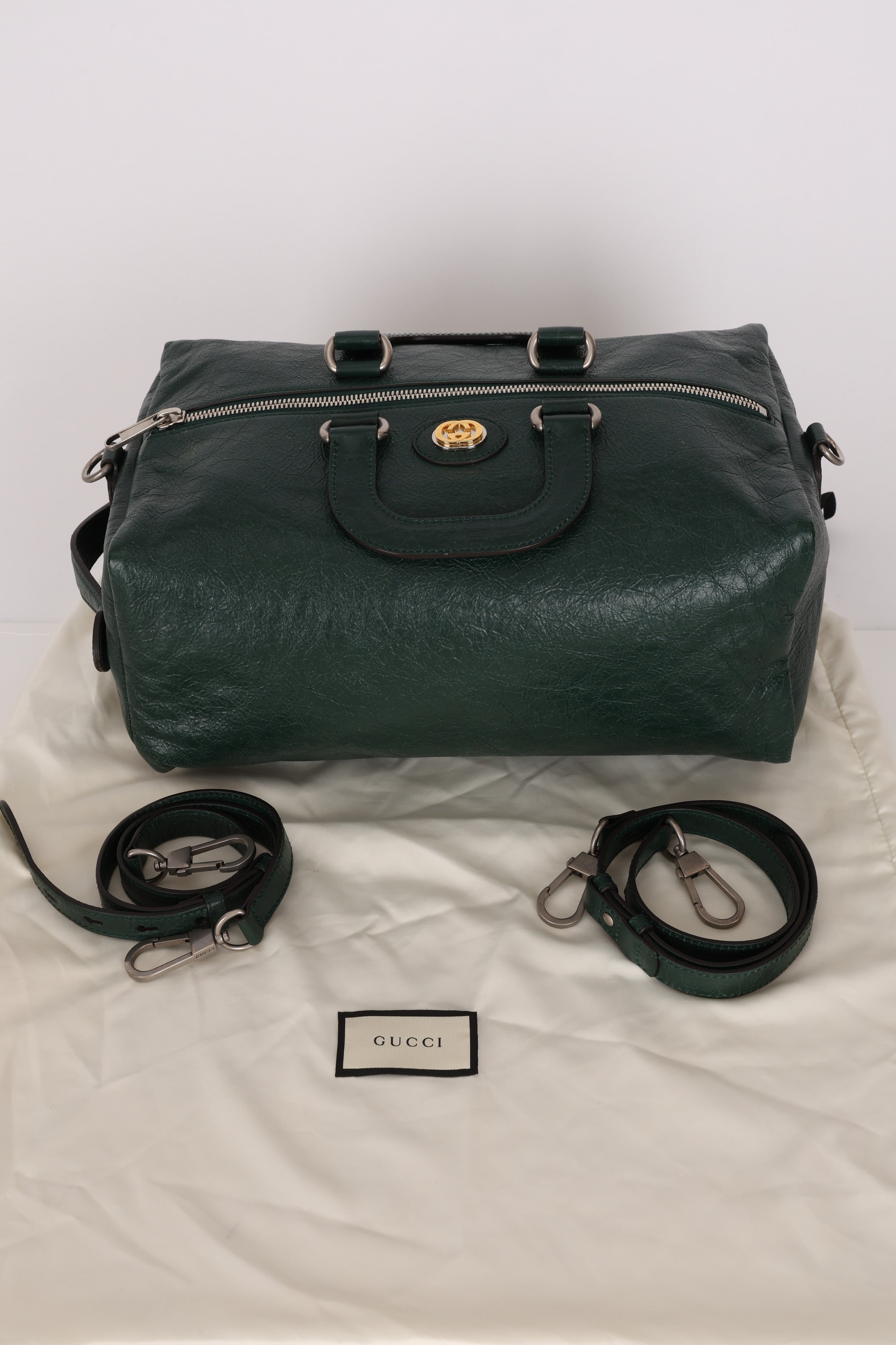 Gucci Medium Morpheus Convertible Backpack Green Glazed Leather