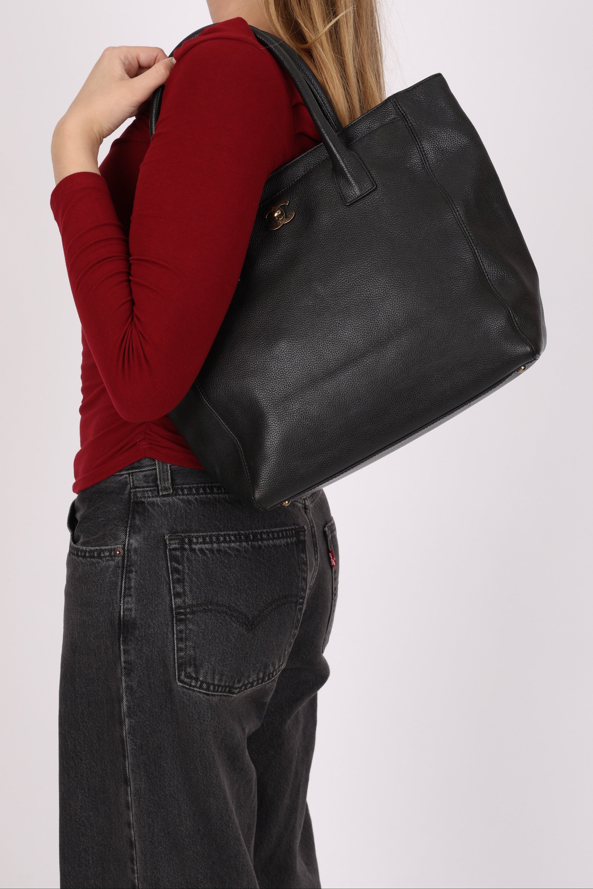Chanel Tall Cerf Executive Tote Black Caviar AGHW