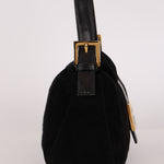 Fendi Double Flap Baguette Bag Black Suede GHW