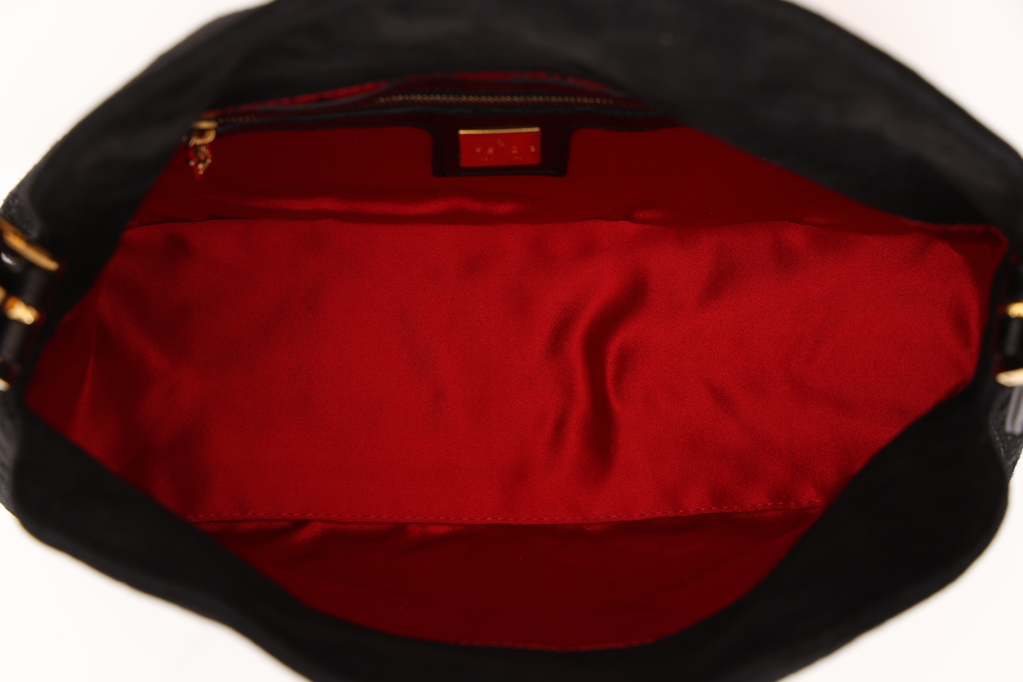 Fendi Double Flap Baguette Bag Black Suede GHW
