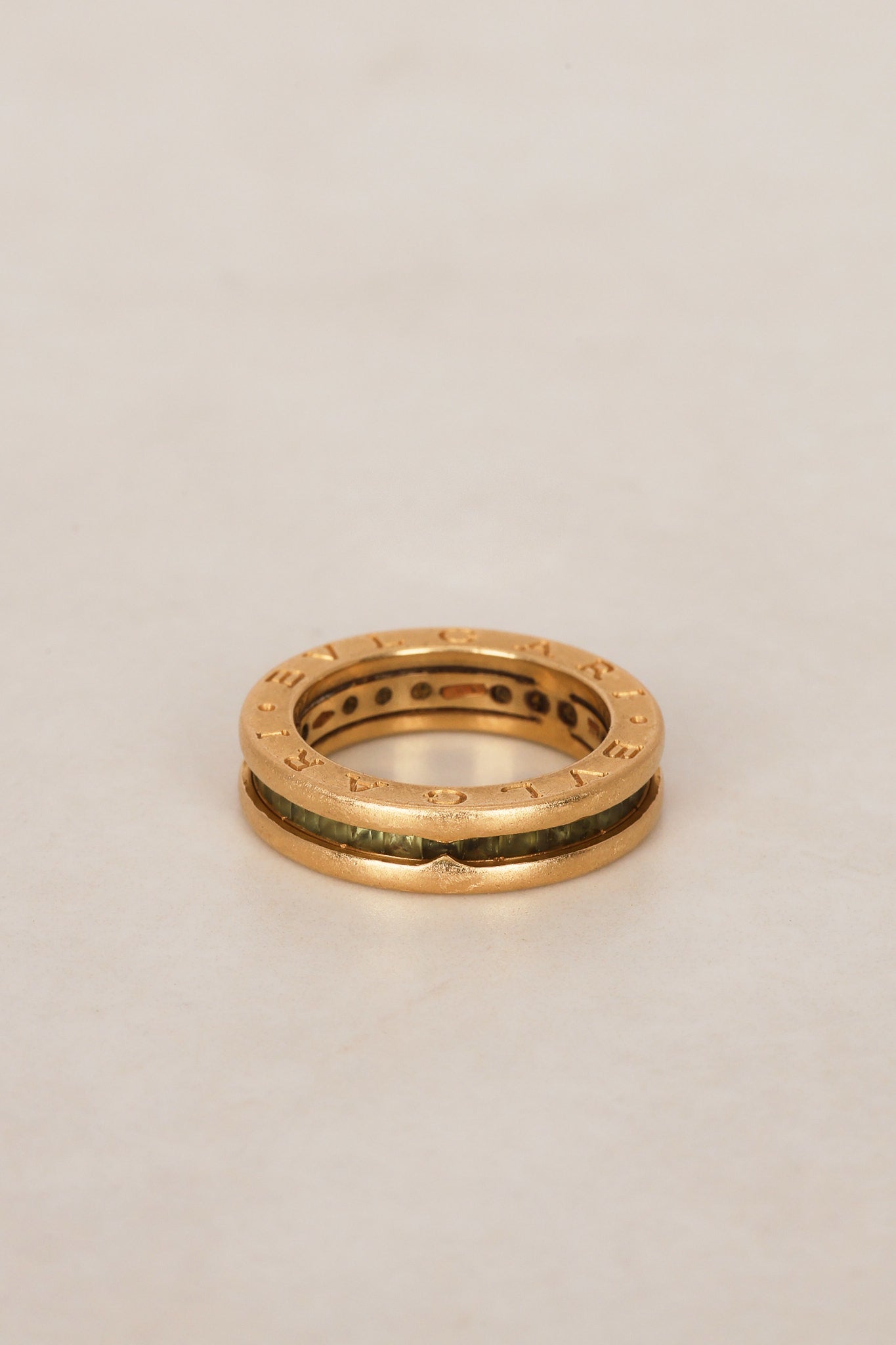 Bvlgari 18K Yellow Gold and Peridot B.zero1 Ring, Size US 5.25