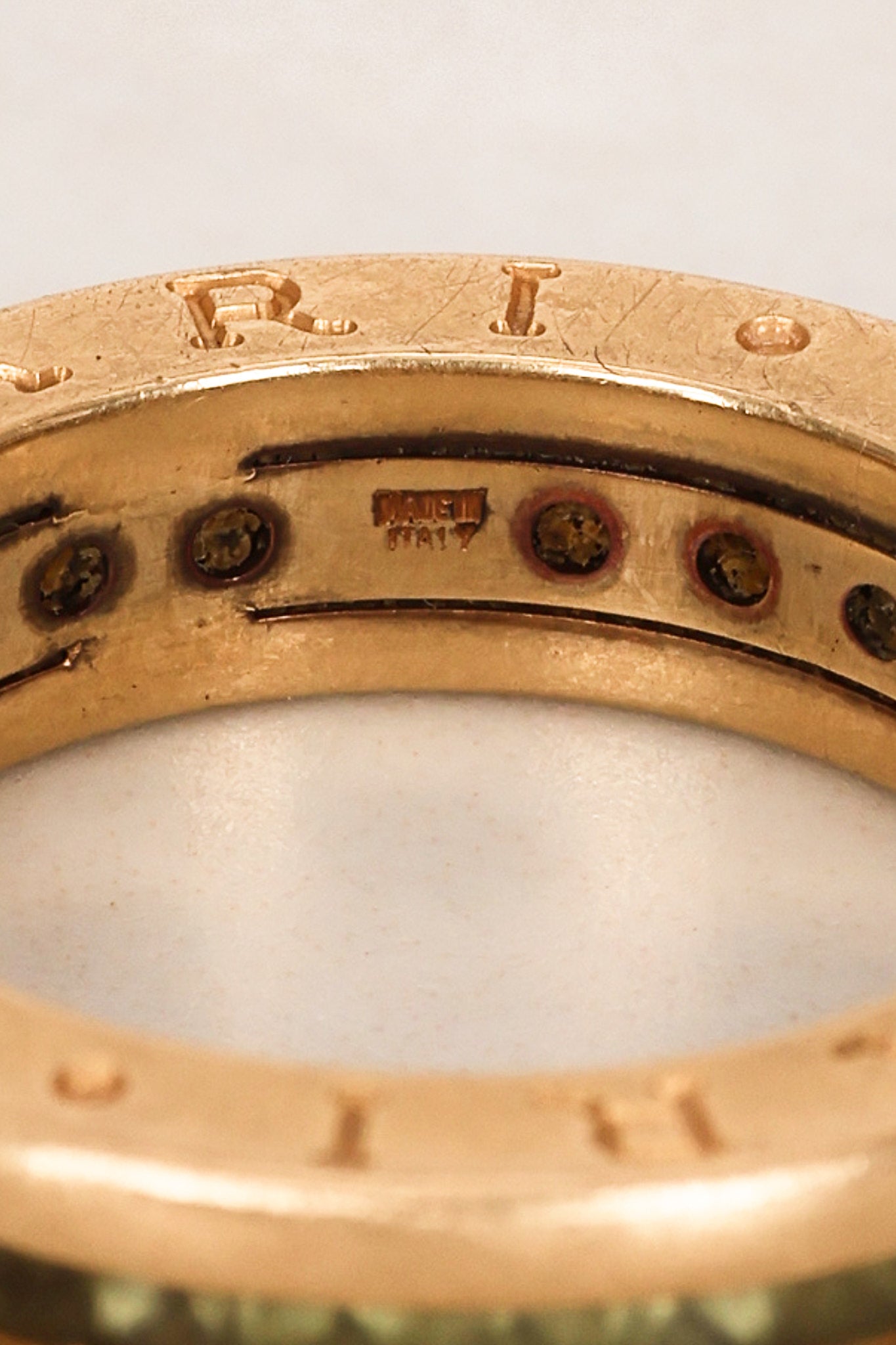 Bvlgari 18K Yellow Gold and Peridot B.zero1 Ring, Size US 5.25