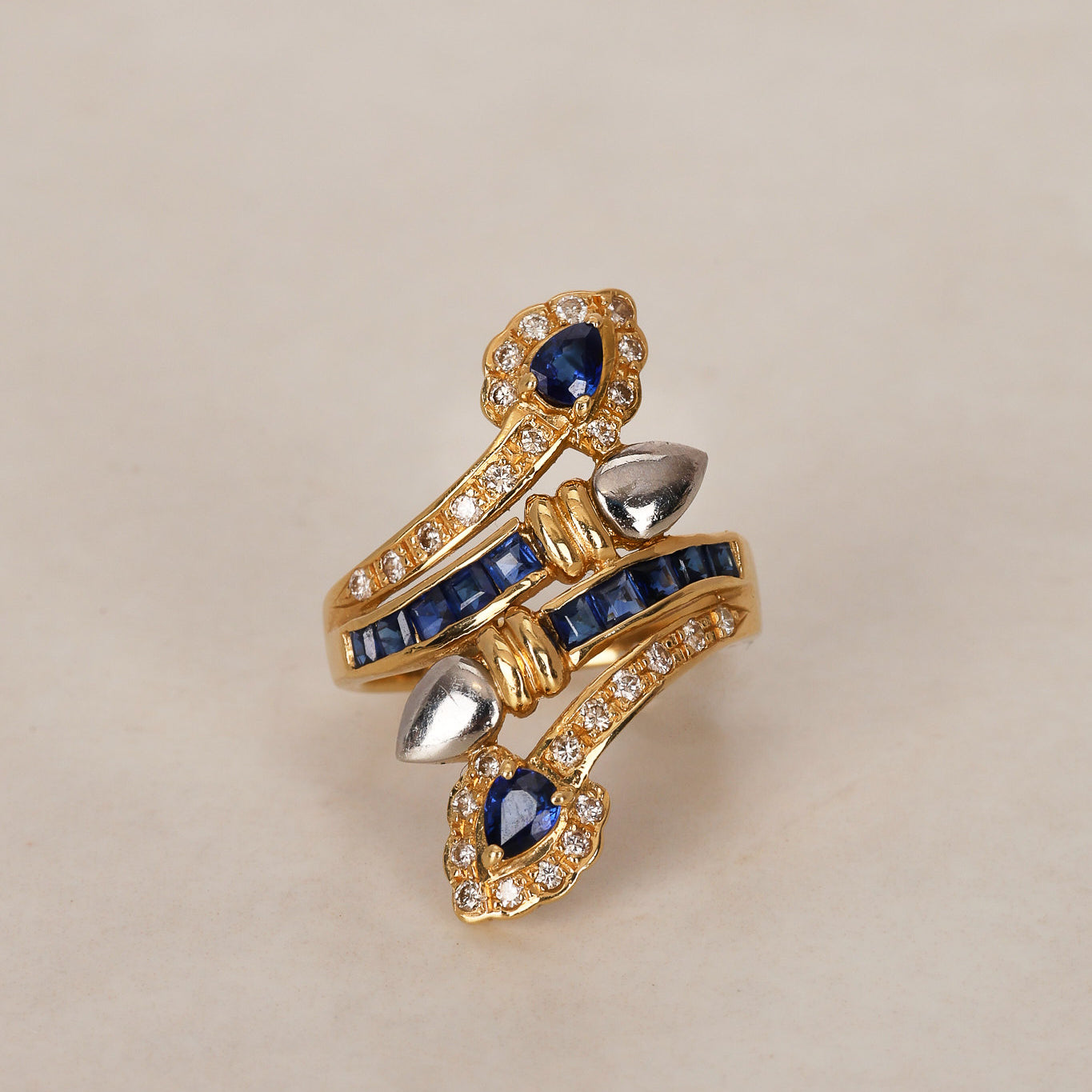 18K Sapphire & Diamond Gold Ring