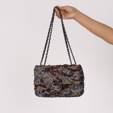 Chanel Medium Single Flap Sequin and Black Lambskin SHW
