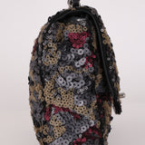 Chanel Medium Single Flap Sequin and Black Lambskin SHW