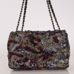 Chanel Medium Single Flap Sequin and Black Lambskin SHW
