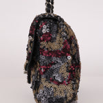 Chanel Medium Single Flap Sequin and Black Lambskin SHW