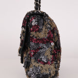 Chanel Medium Single Flap Sequin and Black Lambskin SHW