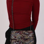 Chanel Medium Single Flap Sequin and Black Lambskin SHW