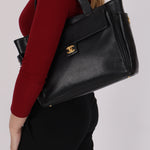 Chanel Turnlock Front Pocket Tote Black Caviar AGHW