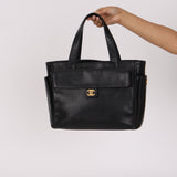 Chanel Turnlock Front Pocket Tote Black Caviar AGHW