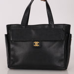 Chanel Turnlock Front Pocket Tote Black Caviar AGHW