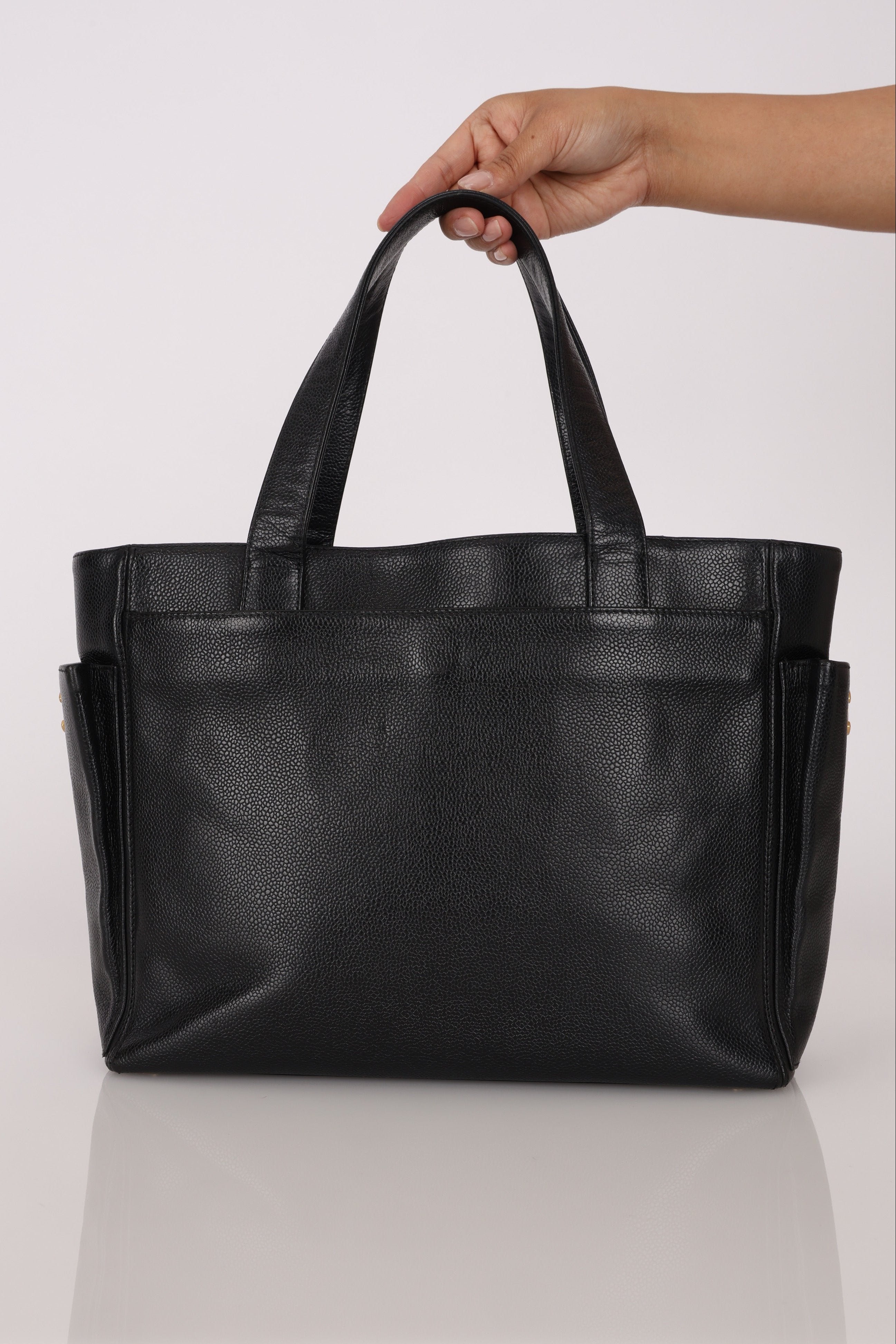 Chanel Turnlock Front Pocket Tote Black Caviar AGHW
