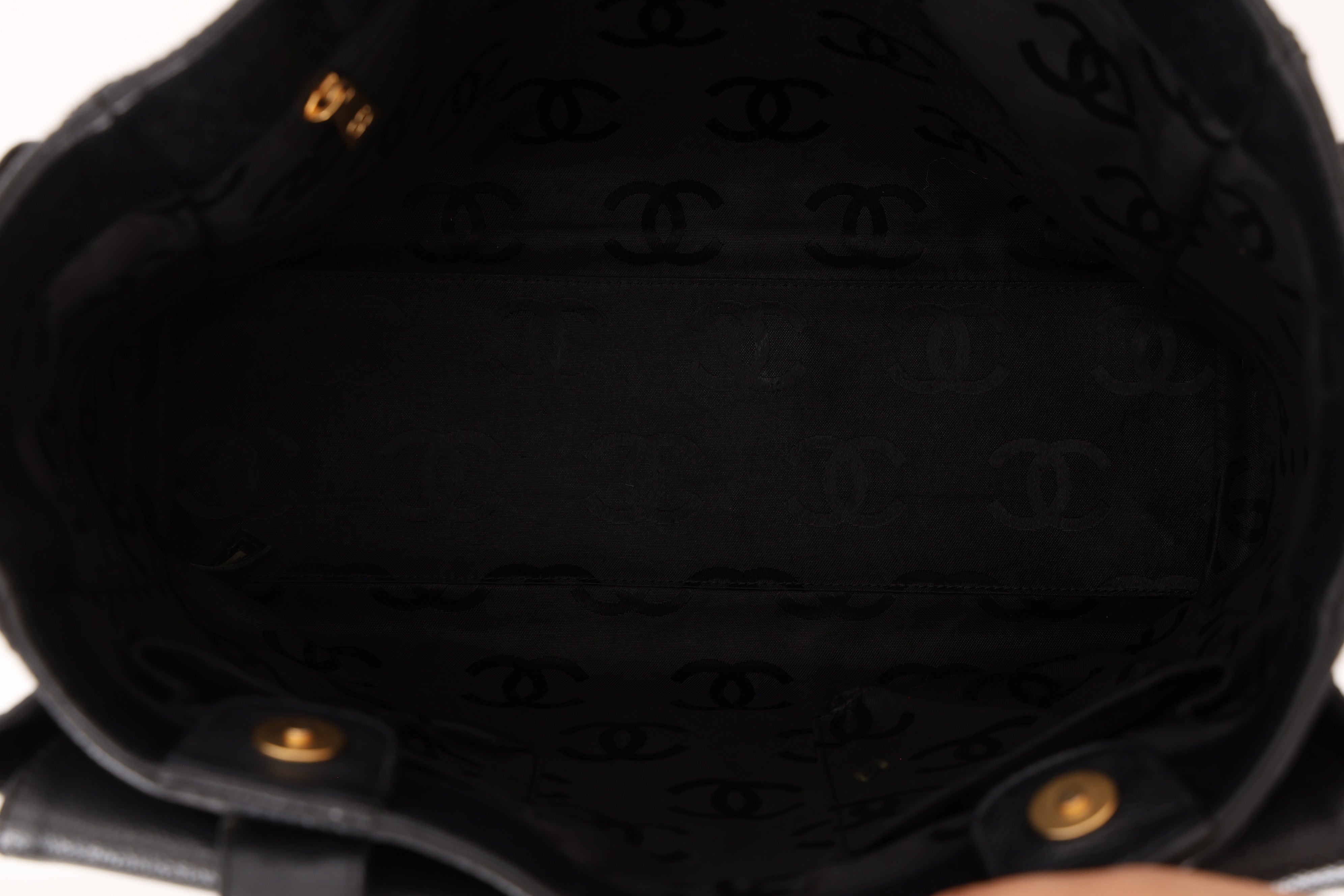 Chanel Turnlock Front Pocket Tote Black Caviar AGHW