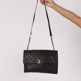 Chanel Single Flap Black Lambskin 24K GP