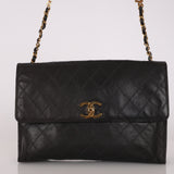 Chanel Single Flap Black Lambskin 24K GP