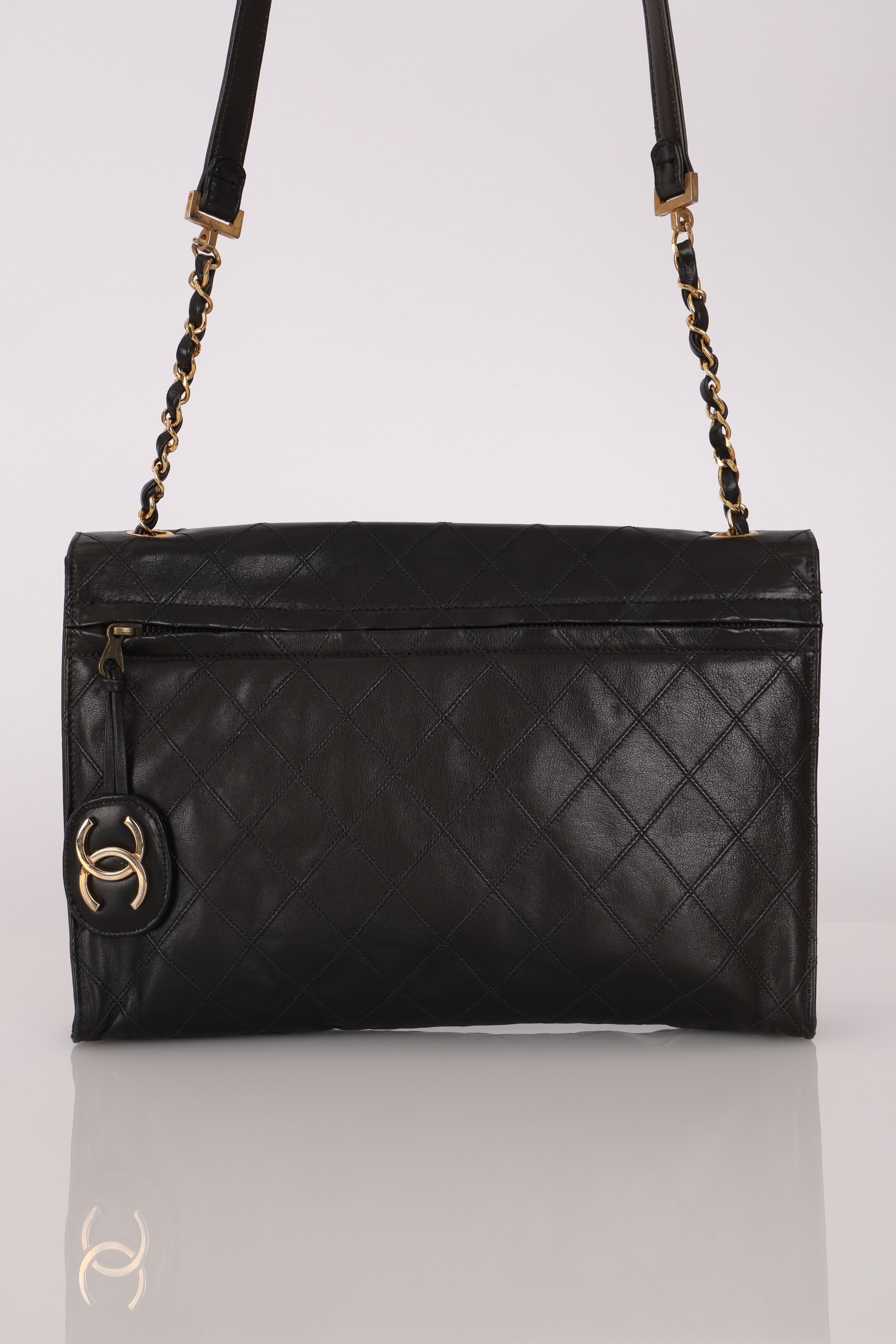 Chanel Single Flap Black Lambskin 24K GP