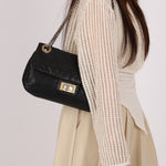 Chanel 2.55 Perforated Drill Single Flap Black Calfskin 2008 MMHW