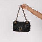 Chanel 2.55 Perforated Drill Single Flap Black Calfskin MMHW