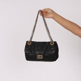 Chanel 2.55 Perforated Drill Single Flap Black Calfskin MMHW