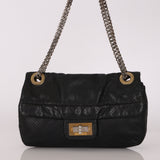 Chanel 2.55 Perforated Drill Single Flap Black Calfskin MMHW
