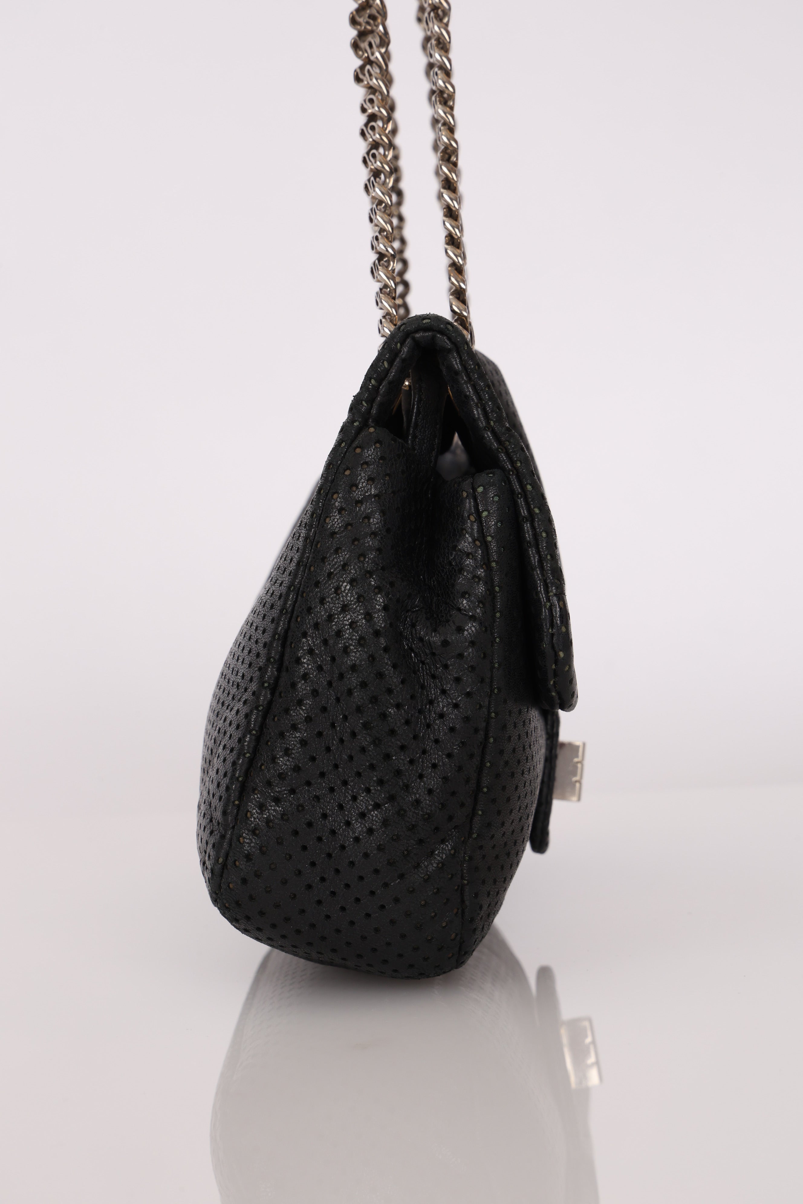 Chanel 2.55 Perforated Drill Single Flap Black Calfskin MMHW