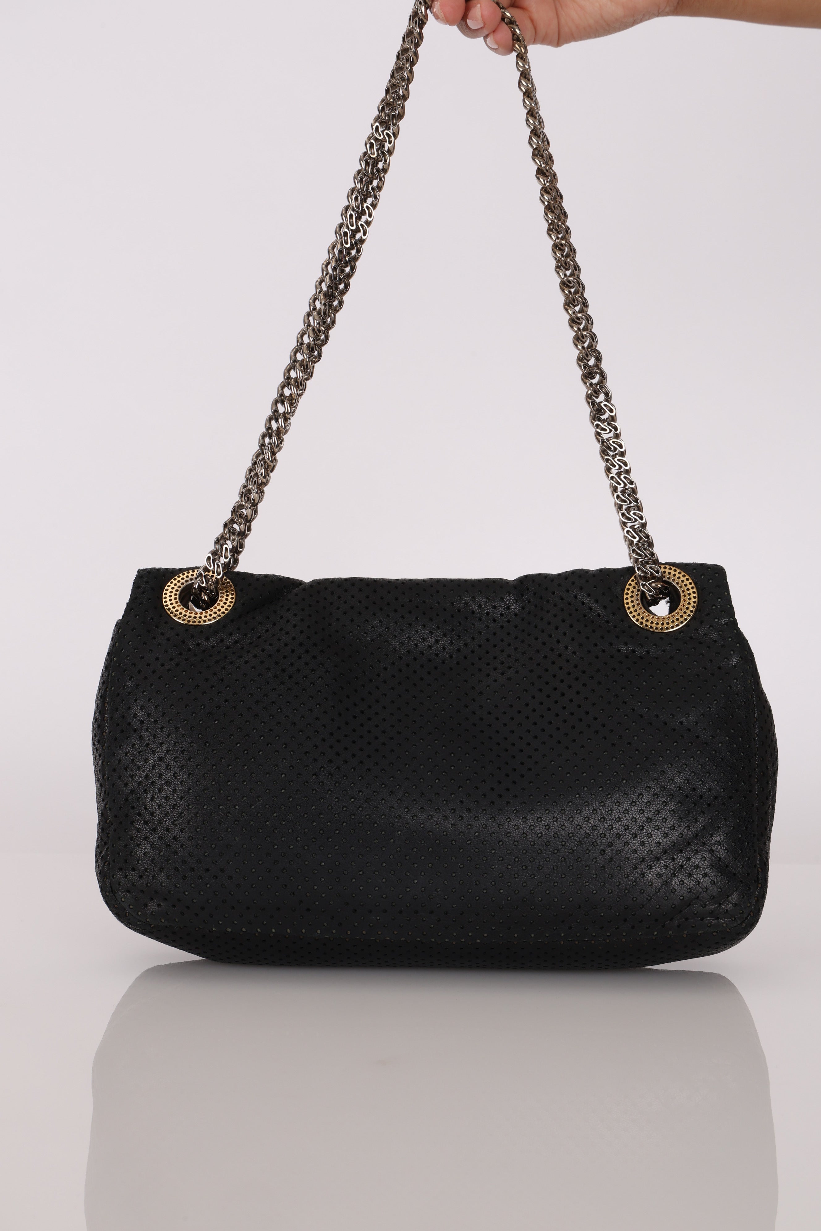 Chanel 2.55 Perforated Drill Single Flap Black Calfskin MMHW