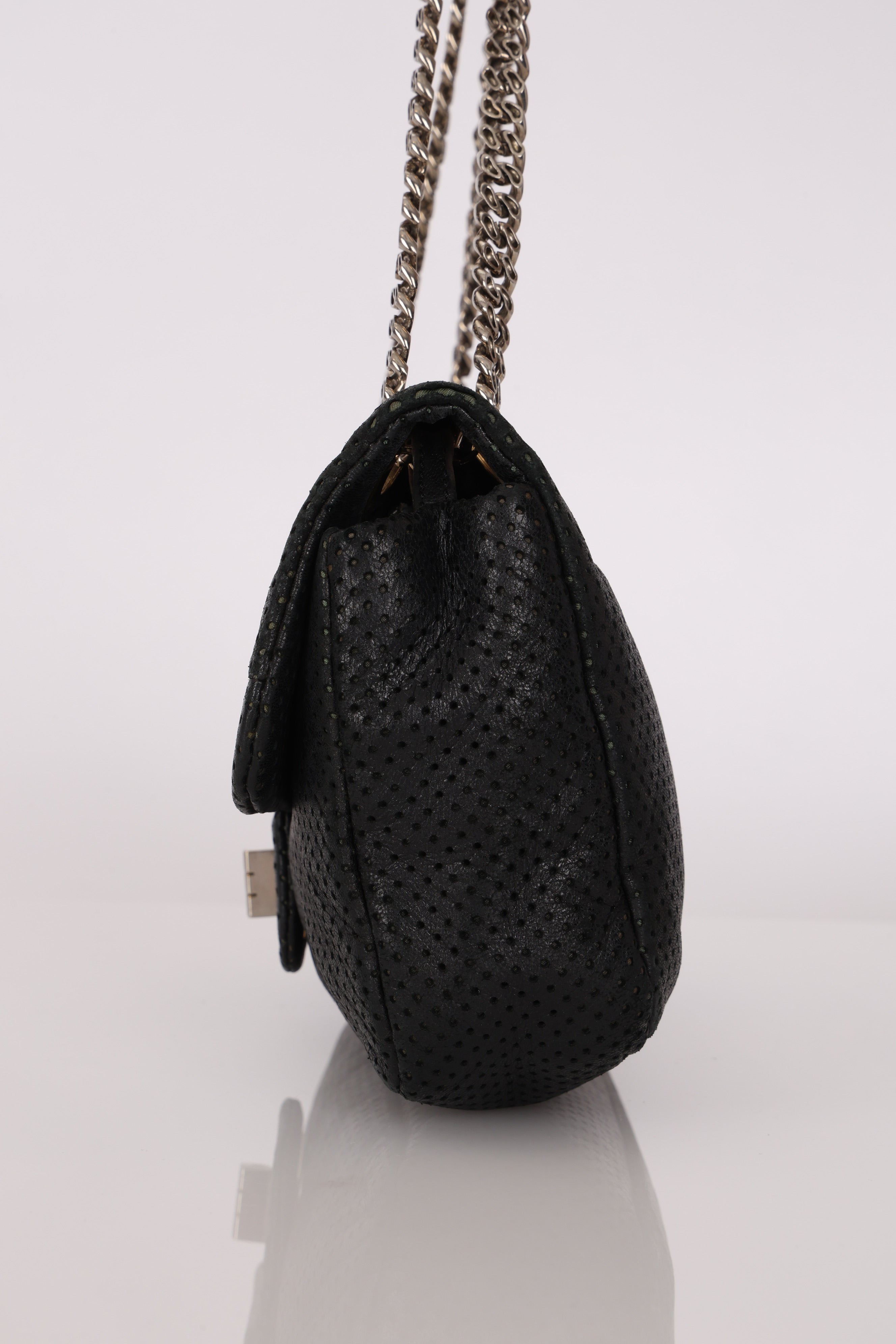 Chanel 2.55 Perforated Drill Single Flap Black Calfskin MMHW