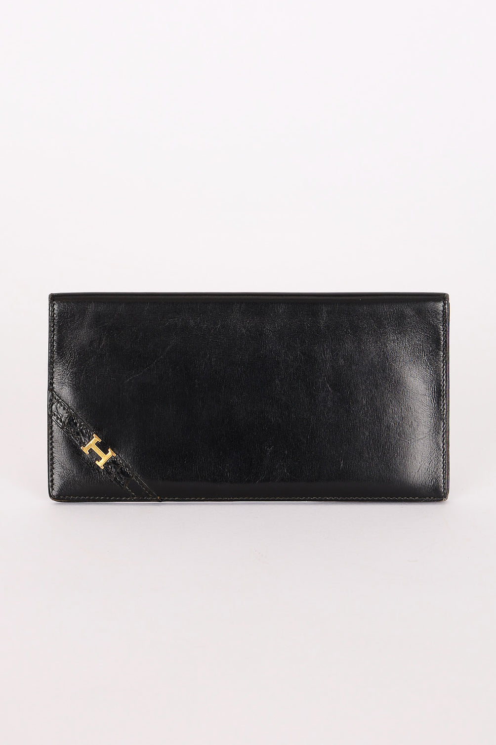 Hermès Long H Wallet Noir Box 1980s GHW