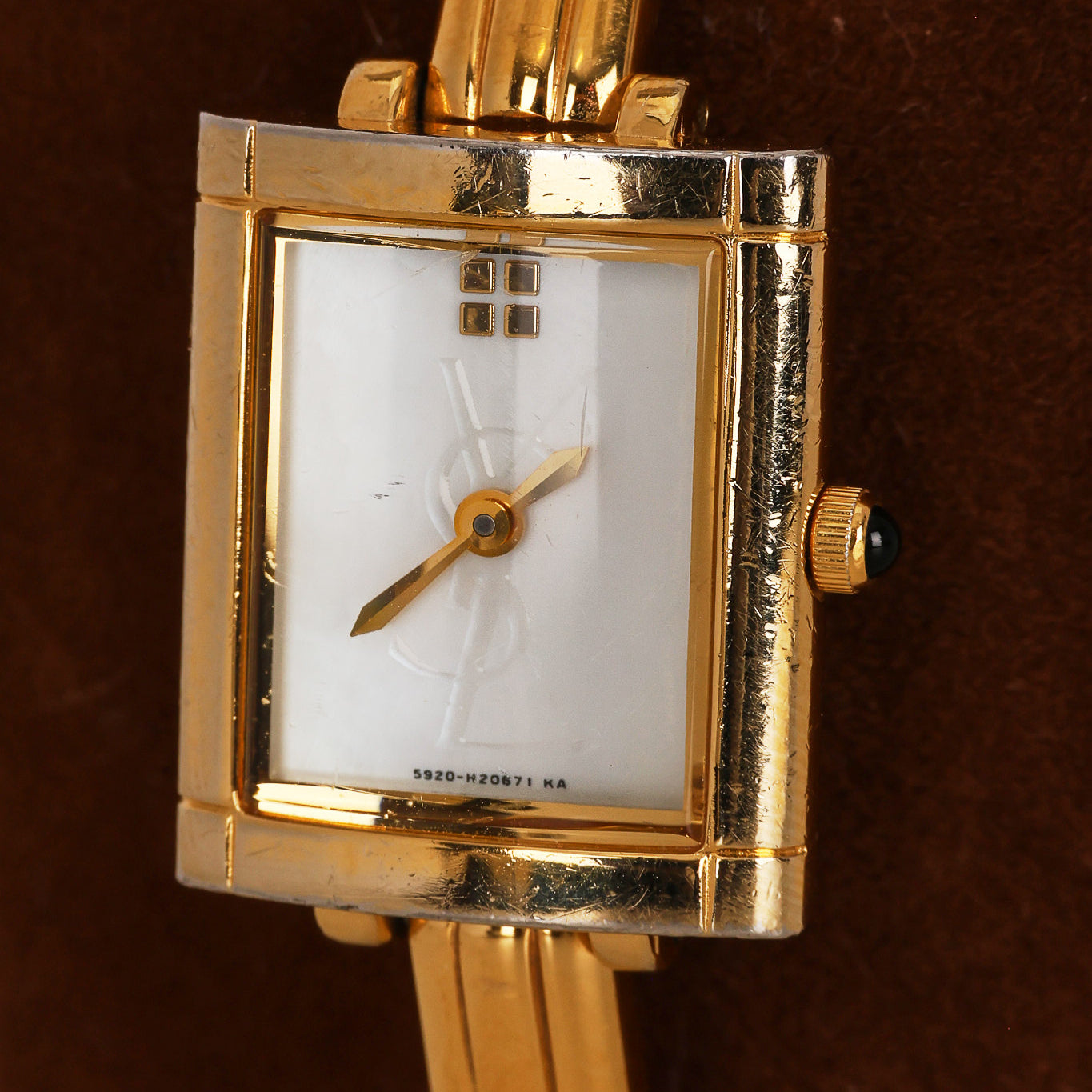 Saint Laurent Gold Square Watch