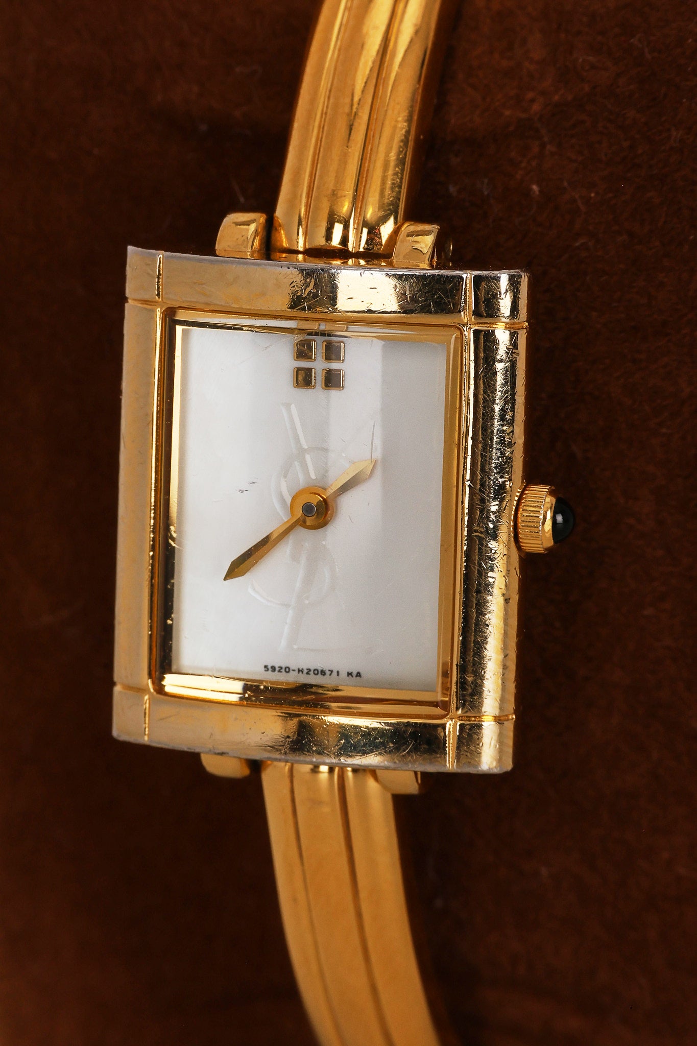 Saint Laurent Gold Square Watch