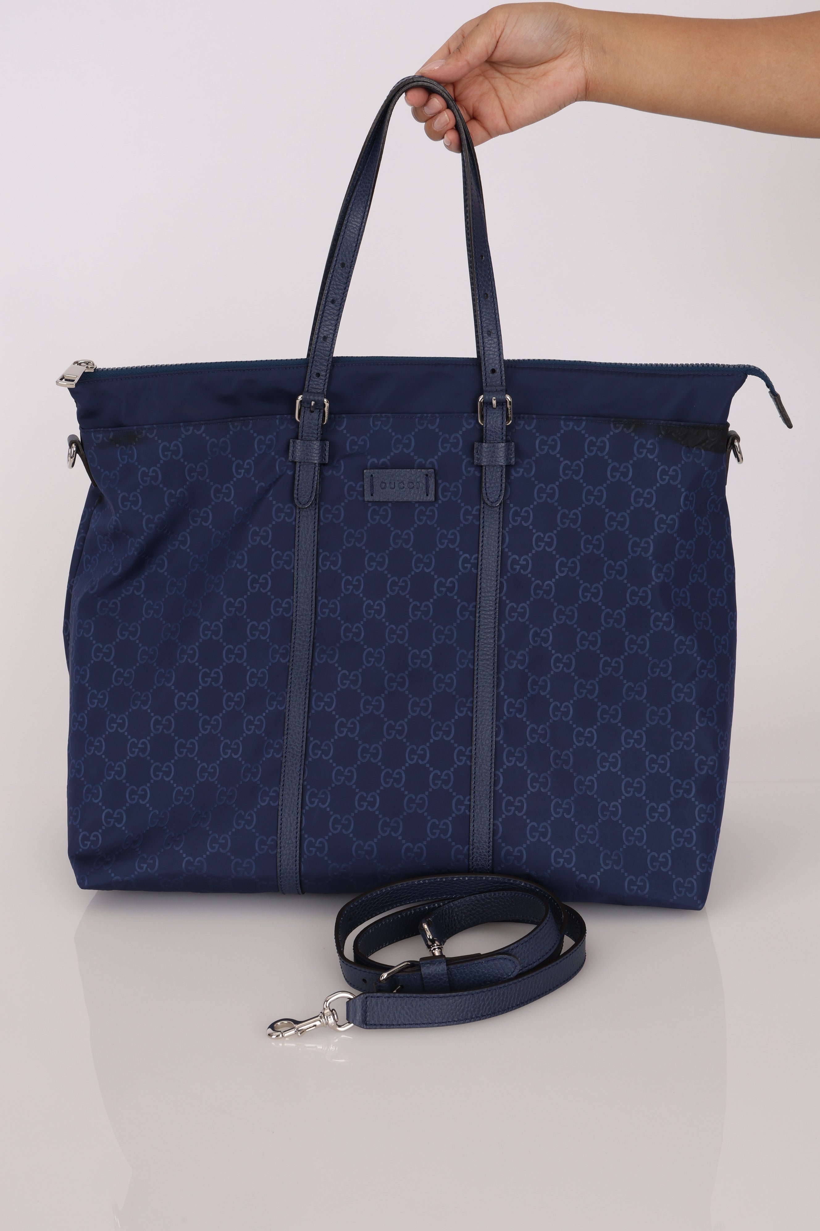 Gucci GG Nylon Weekender Bag Blue