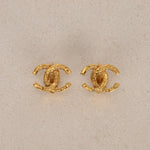 Chanel CC Textured Clip-On Earrings 24K GP