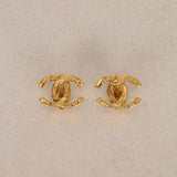 Chanel CC Textured Clip-On Earrings 24K GP