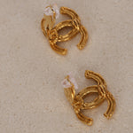 Chanel CC Textured Clip-On Earrings 24K GP