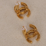 Chanel CC Textured Clip-On Earrings 24K GP