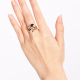 18K Yellow Gold Diamond and Sapphire Wrap Ring, Size US 5.5