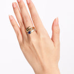 18K Yellow Gold Diamond and Sapphire Wrap Ring, Size US 5.5