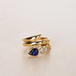 18K Yellow Gold Diamond and Sapphire Wrap Ring, Size US 5.5