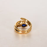 18K Yellow Gold Diamond and Sapphire Wrap Ring, Size US 5.5