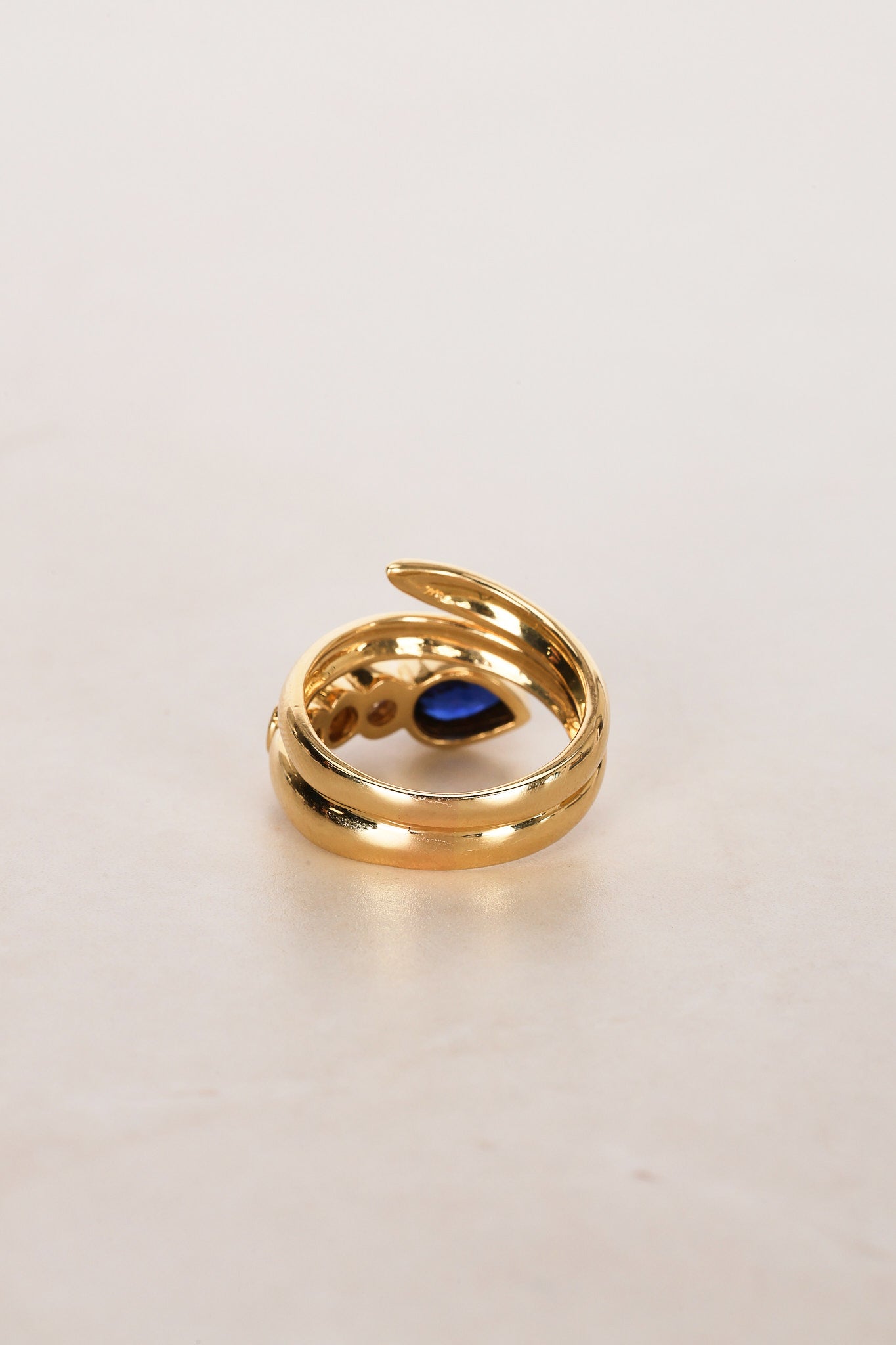 18K Yellow Gold Diamond and Sapphire Wrap Ring, Size US 5.5