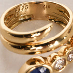 18K Yellow Gold Diamond and Sapphire Wrap Ring, Size US 5.5