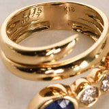 18K Yellow Gold Diamond and Sapphire Wrap Ring, Size US 5.5