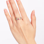 18K Yellow Gold Diamond and Ruby Sculptural Ring, Size US 4.25