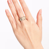 1970s - 1980s 18K Yellow Gold and Pt900 Platinum Diamond Belt Ring, Size US 6