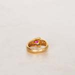 18K Yellow Gold Diamond and Ruby Sculptural Ring, Size US 4.25