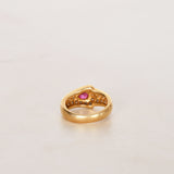 18K Yellow Gold Diamond and Ruby Sculptural Ring, Size US 4.25