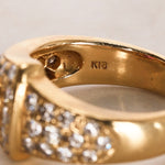 18K Yellow Gold Diamond and Ruby Sculptural Ring, Size US 4.25