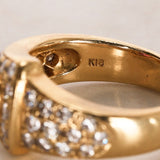 18K Yellow Gold Diamond and Ruby Sculptural Ring, Size US 4.25